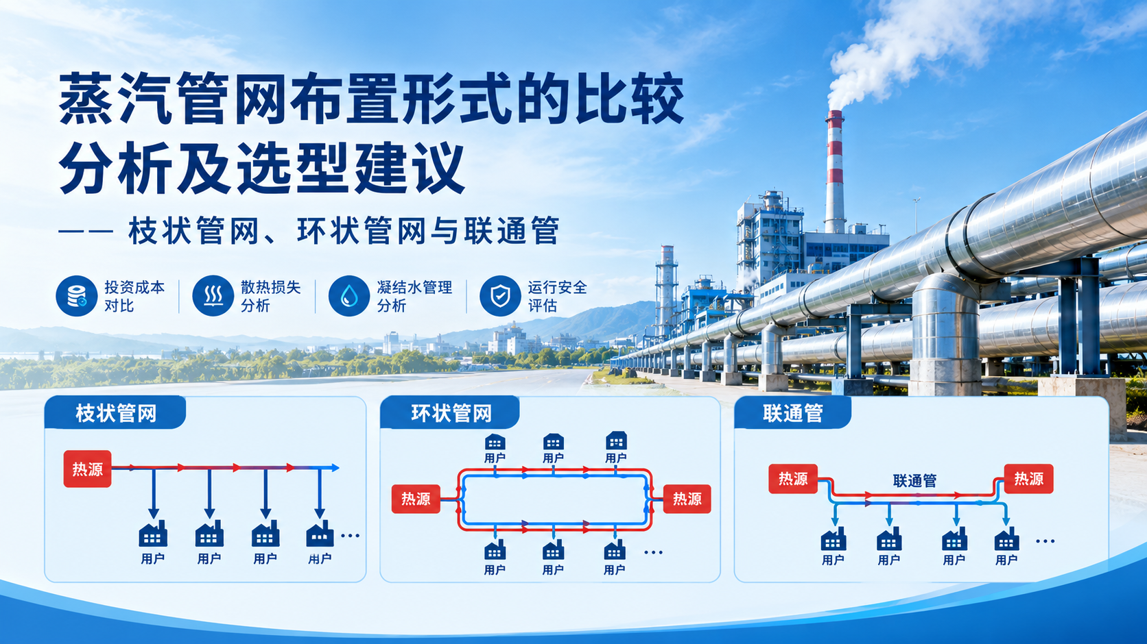 蒸汽管网布置形式的比较分析及选型建议——枝状管网、环状管网与联通管